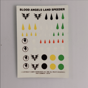 Blood Angels Land Speeder Transfer Sheet Kalkomanie Artefakt